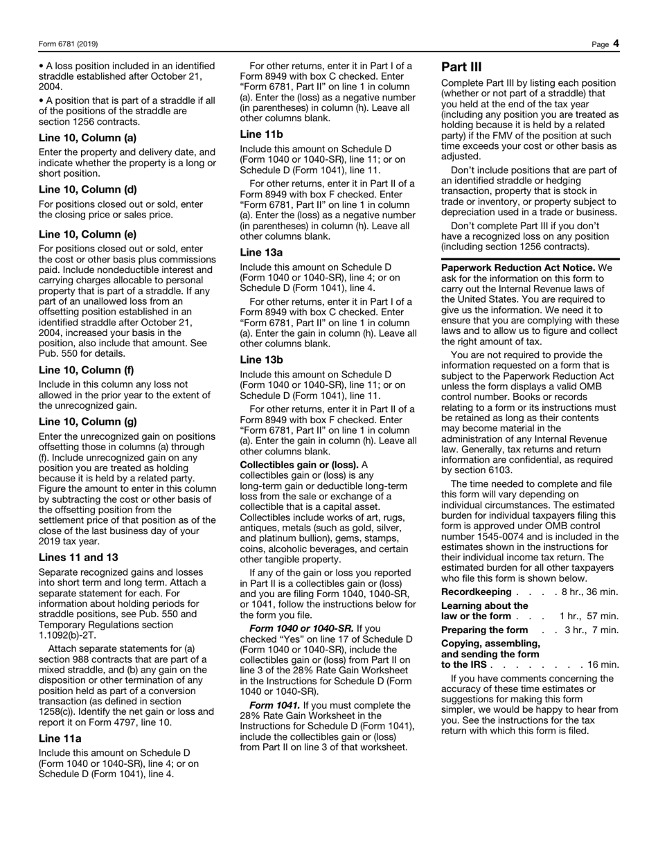IRS Form 6781 Gains and Losses From Section 1256 Contracts and Straddles, Page 4