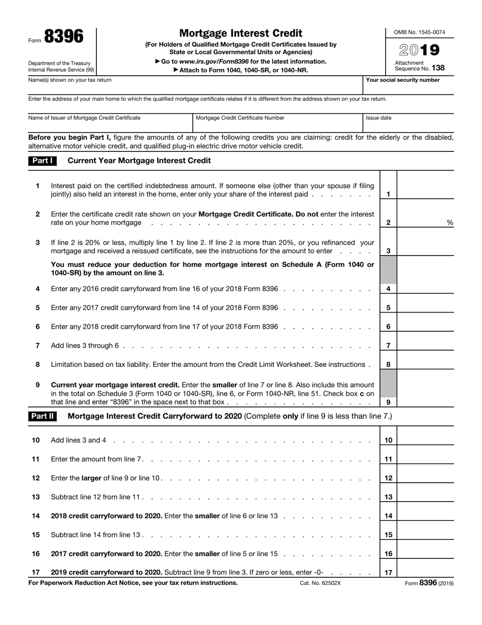 IRS Form 8396 - 2019 - Fill Out, Sign Online and Download Fillable PDF ...