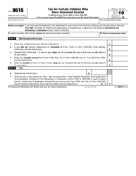 Document preview: IRS Form 8615 Tax for Certain Children Who Have Unearned Income