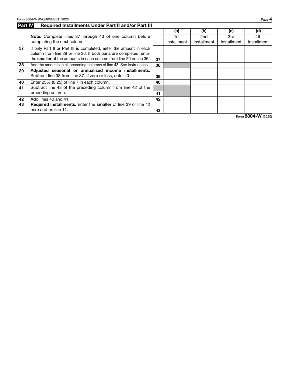 IRS Form 8804-W Installment Payments of Section 1446 Tax for Partnerships, Page 4