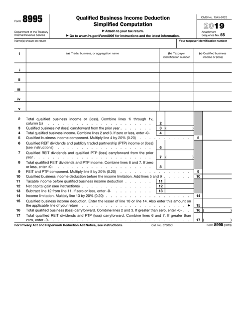 IRS Form 8995 2019 Printable Pdf