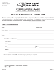 Document preview: Form PE-703 Americans With Disabilities Act Complaint Form - New York