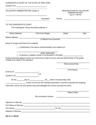 Form SE-1C &quot;Renunciation of Voluntary Administration&quot; - New York