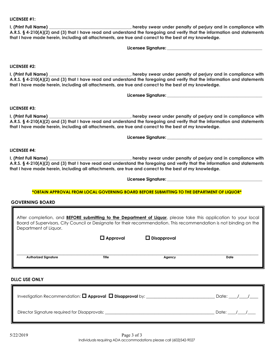 Joint Premises Permit / Extension of Premises - Arizona, Page 3