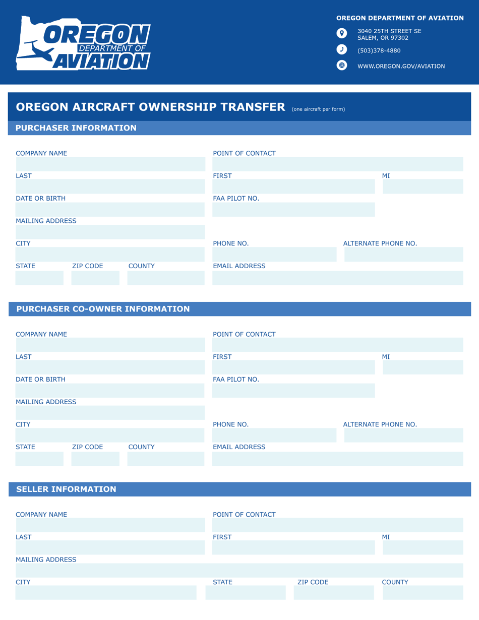 Oregon Aircraft Ownership Transfer - Oregon, Page 1