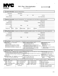 Form PW1 Plan/Work Application - New York City