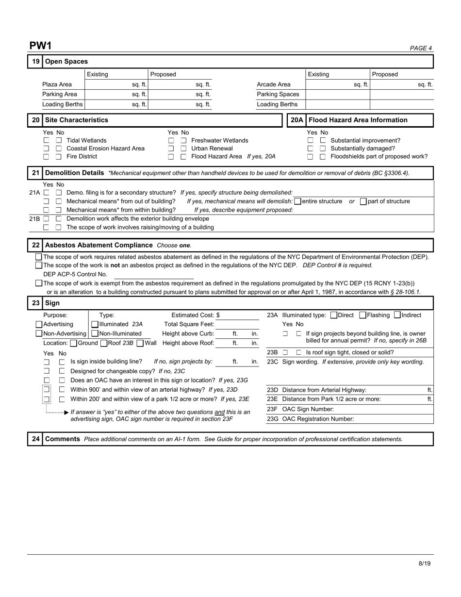 Form PW1 - Fill Out, Sign Online And Download Fillable PDF, New York ...