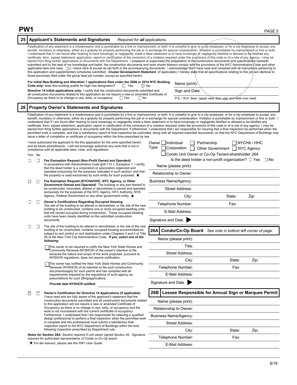 Form PW1 - Fill Out, Sign Online And Download Fillable PDF, New York ...