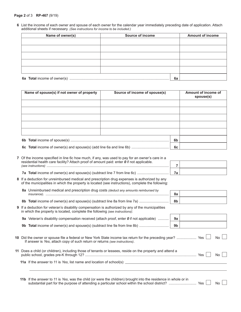 Form RP467 Fill Out, Sign Online and Download Fillable PDF, New York