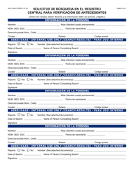 Formulario AAA-1343A-S Solicitud De Busqueda En El Registro Central Para Verificacion De Antecedentes-Portada - Arizona (Spanish), Page 2