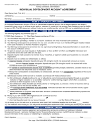 Form FAA-0257A Individual Development Account Agreement - Arizona