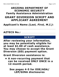 Form FAA-1410A-LP Grant Diversion Script and Applicant Agreement (Large Print) - Arizona