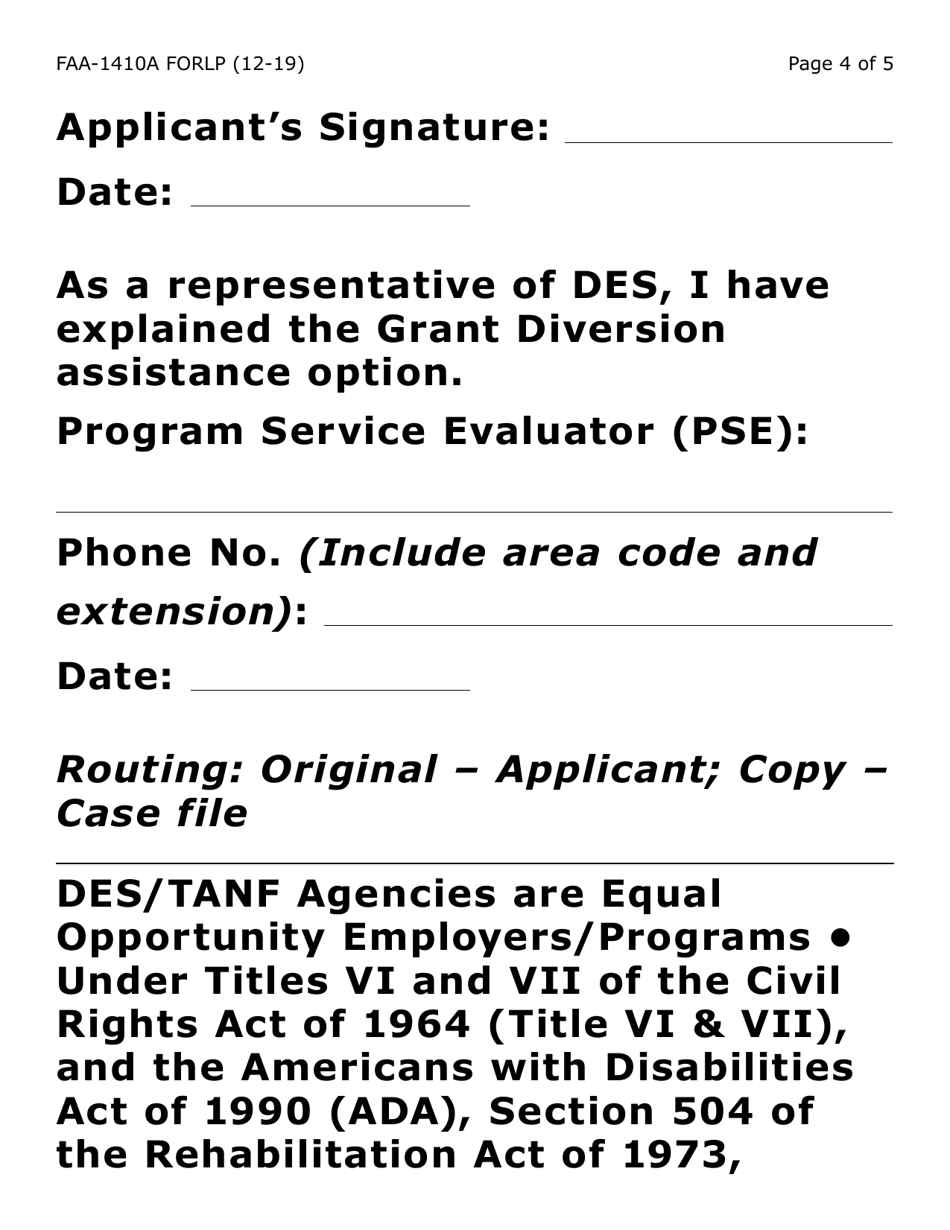 Form FAA-1410A-LP Grant Diversion Script and Applicant Agreement (Large Print) - Arizona, Page 4