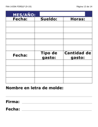 Formulario FAA-1439A-LPS Declaracion Del Sueldo De Empleo Por Cuenta Propia (Letra Grande) - Arizona (Spanish), Page 13