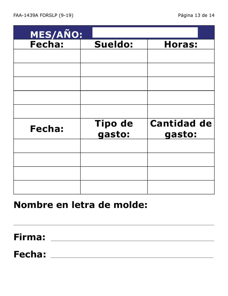 Formulario FAA-1439A-LPS Declaracion Del Sueldo De Empleo Por Cuenta Propia (Letra Grande) - Arizona (Spanish), Page 13