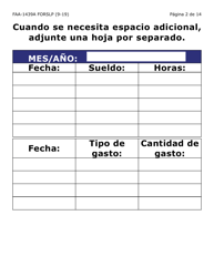 Formulario FAA-1439A-LPS Declaracion Del Sueldo De Empleo Por Cuenta Propia (Letra Grande) - Arizona (Spanish), Page 2