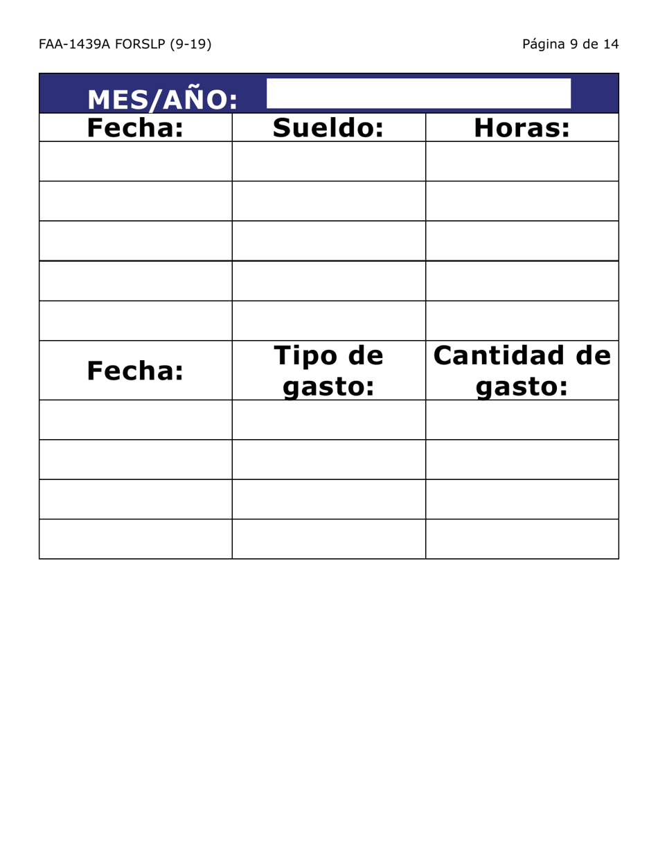 Formulario FAA-1439A-LPS Declaracion Del Sueldo De Empleo Por Cuenta Propia (Letra Grande) - Arizona (Spanish), Page 9