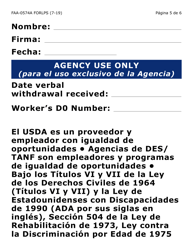 Formulario FAA-0574A-LPS Retirar O Suspender Beneficios/Solicitud De Apelacion (Letra Grande) - Arizona (Spanish), Page 5