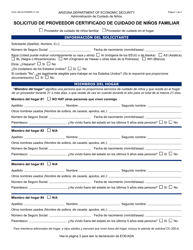 Formulario CCA-1261A-S Solicitud De Proveedor Certificado De Cuidado De Ninos Familiar - Arizona (Spanish)