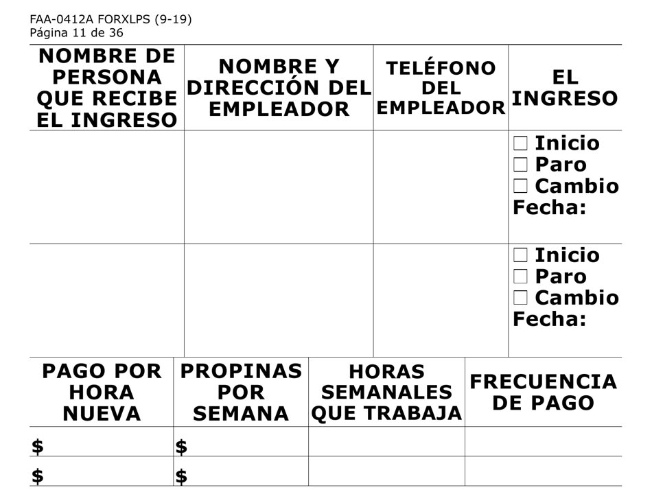 Formulario FAA-0412A-XLPS informe De Cambios (Letra Extra Grande) - Arizona (Spanish), Page 11