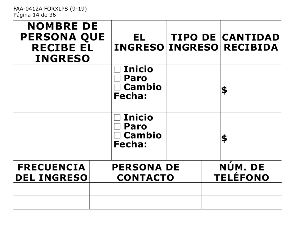 Formulario FAA-0412A-XLPS informe De Cambios (Letra Extra Grande) - Arizona (Spanish), Page 14
