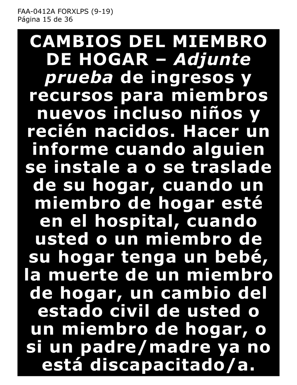 Formulario FAA-0412A-XLPS informe De Cambios (Letra Extra Grande) - Arizona (Spanish), Page 15