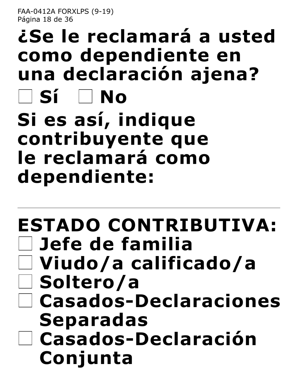Formulario FAA-0412A-XLPS informe De Cambios (Letra Extra Grande) - Arizona (Spanish), Page 18