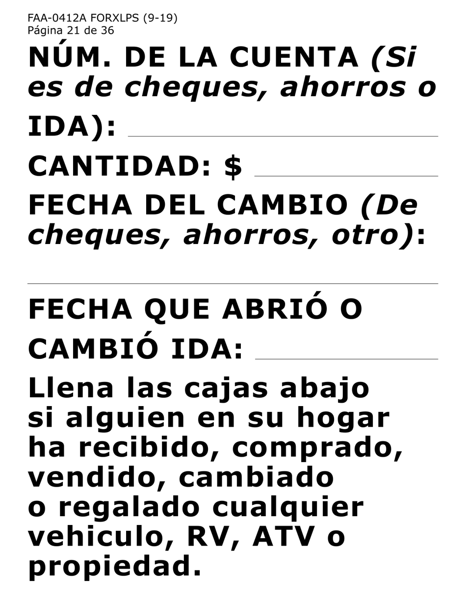 Formulario FAA-0412A-XLPS informe De Cambios (Letra Extra Grande) - Arizona (Spanish), Page 21