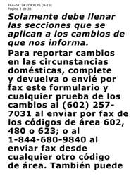 Formulario FAA-0412A-XLPS informe De Cambios (Letra Extra Grande) - Arizona (Spanish), Page 2