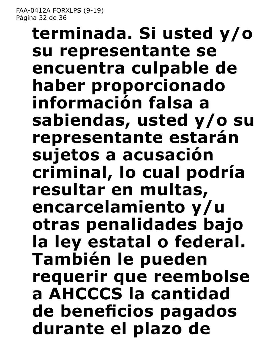 Formulario FAA-0412A-XLPS informe De Cambios (Letra Extra Grande) - Arizona (Spanish), Page 32