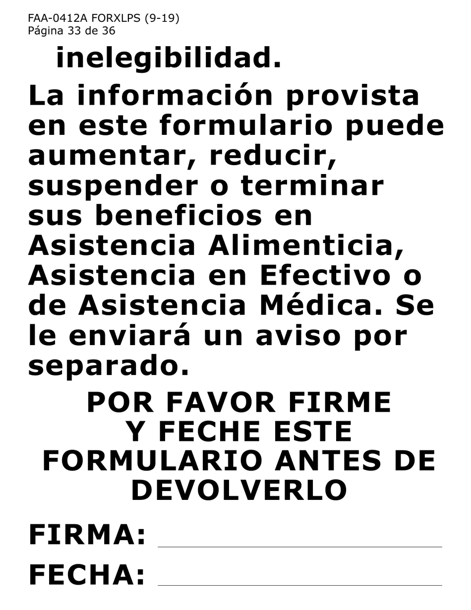 Formulario FAA-0412A-XLPS informe De Cambios (Letra Extra Grande) - Arizona (Spanish), Page 33