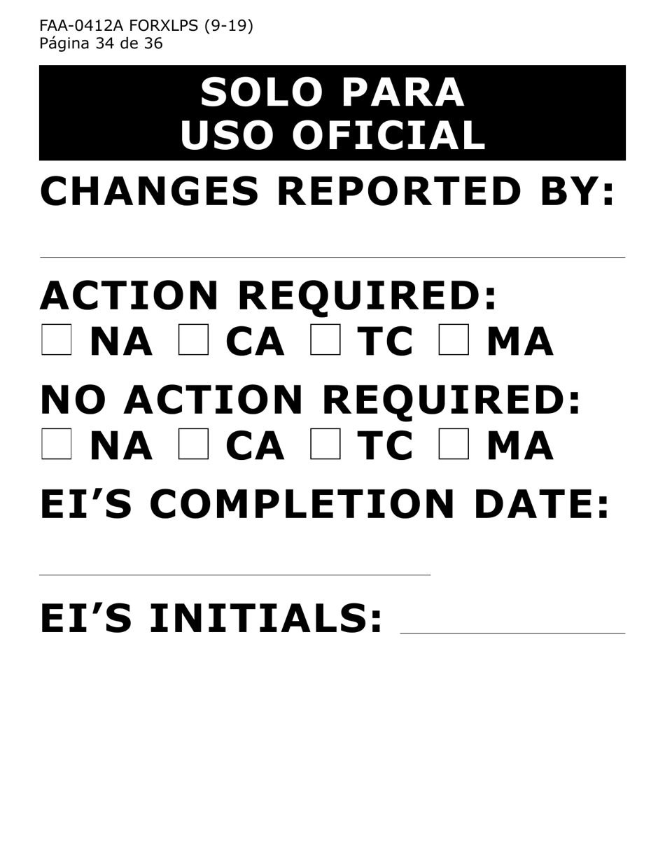 Formulario FAA-0412A-XLPS informe De Cambios (Letra Extra Grande) - Arizona (Spanish), Page 34