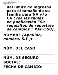 Formulario FAA-0412A-XLPS informe De Cambios (Letra Extra Grande) - Arizona (Spanish), Page 6
