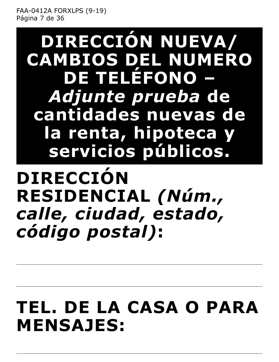 Formulario FAA-0412A-XLPS informe De Cambios (Letra Extra Grande) - Arizona (Spanish), Page 7