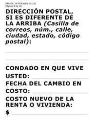 Formulario FAA-0412A-XLPS informe De Cambios (Letra Extra Grande) - Arizona (Spanish), Page 8