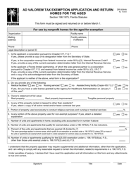 Form DR-504HA Ad Valorem Tax Exemption Application and Return Homes for the Aged - Florida