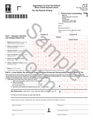 Form DR-160 Application for Fuel Tax Refund Mass Transit System Users - Sample - Florida