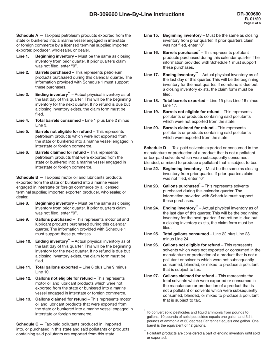 Form DR-309660 Application for Pollutants Tax Refund - Florida, Page 6