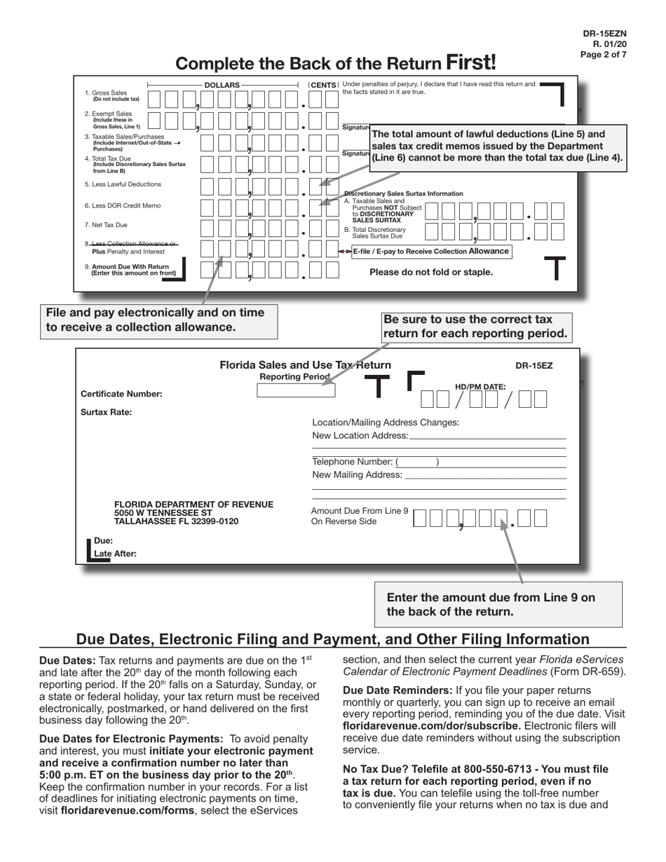 Download Instructions For Form DR-15EZ Sales And Use Tax Return PDF ...