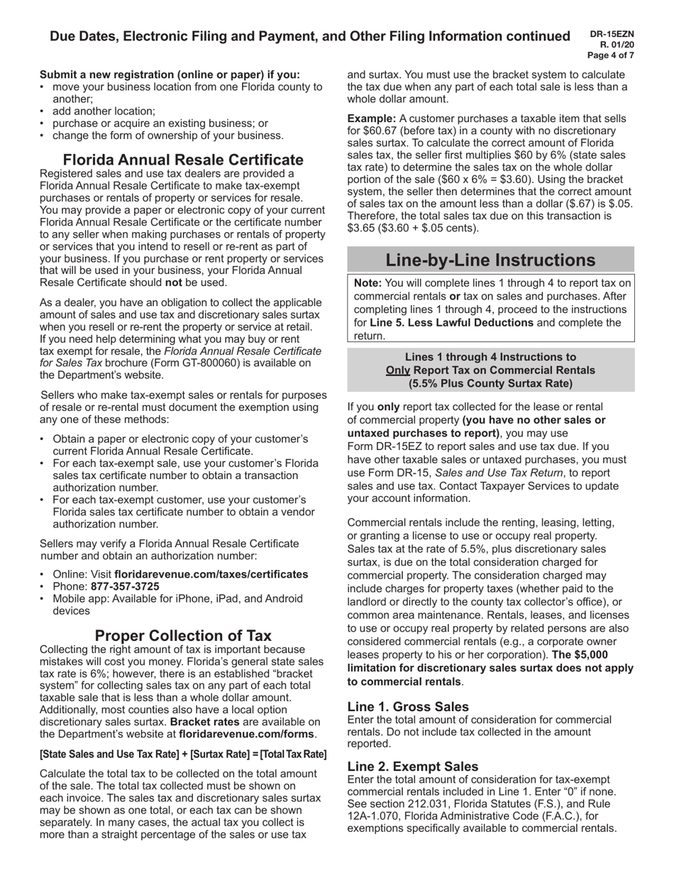 Instructions for Form DR-15EZ Sales and Use Tax Return - Florida, Page 4
