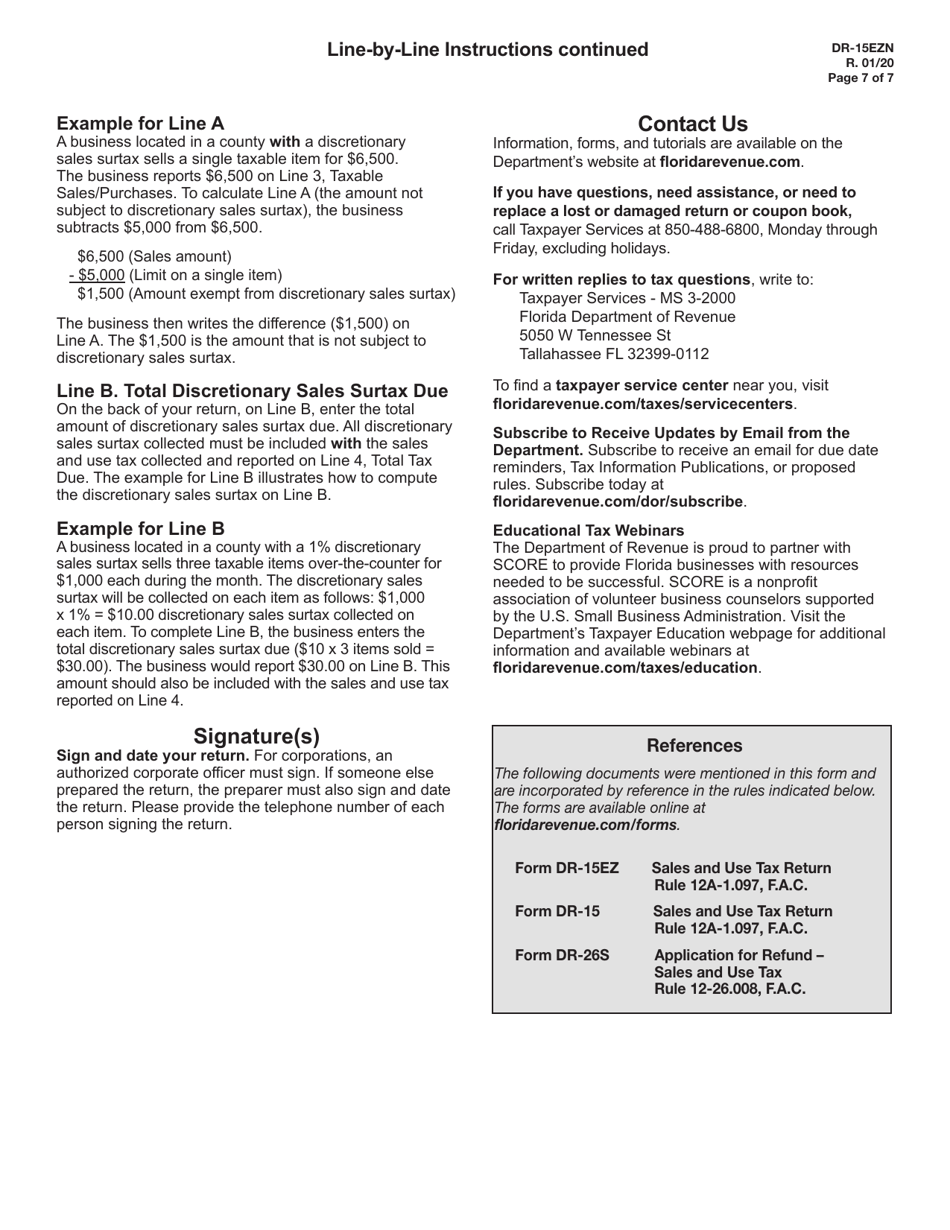 Instructions for Form DR-15EZ Sales and Use Tax Return - Florida, Page 7