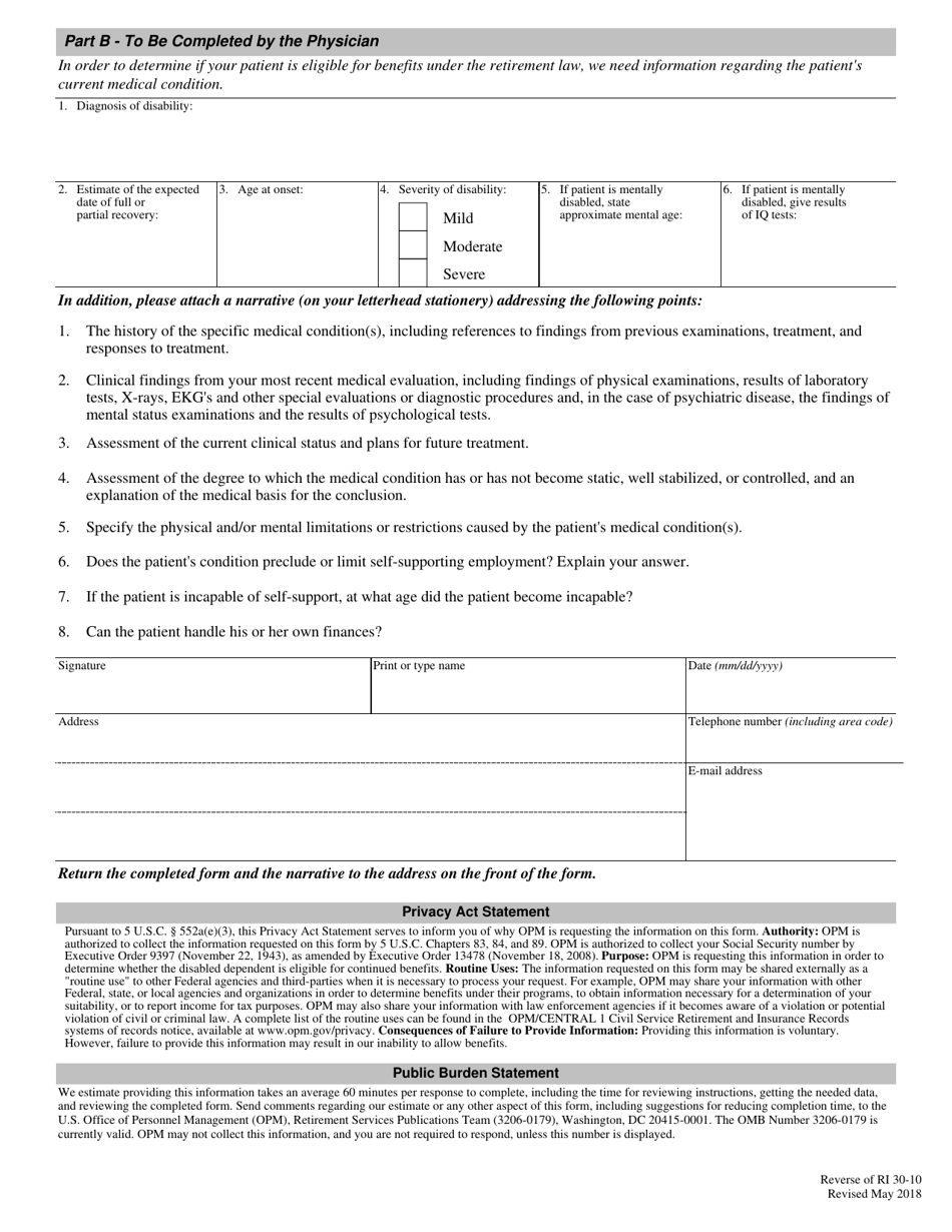 Form RI30-10 Disabled Dependent Questionnaire, Page 2