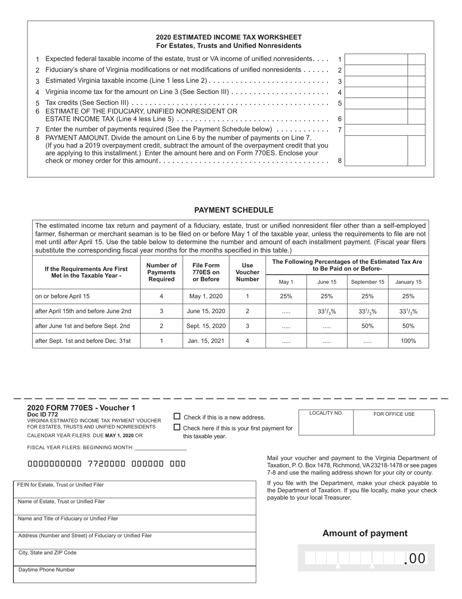 Instructions for Form 770ES Virginia Estimated Payment Vouchers for Estates, Trusts and Unified Nonresidents - Virginia, Page 3