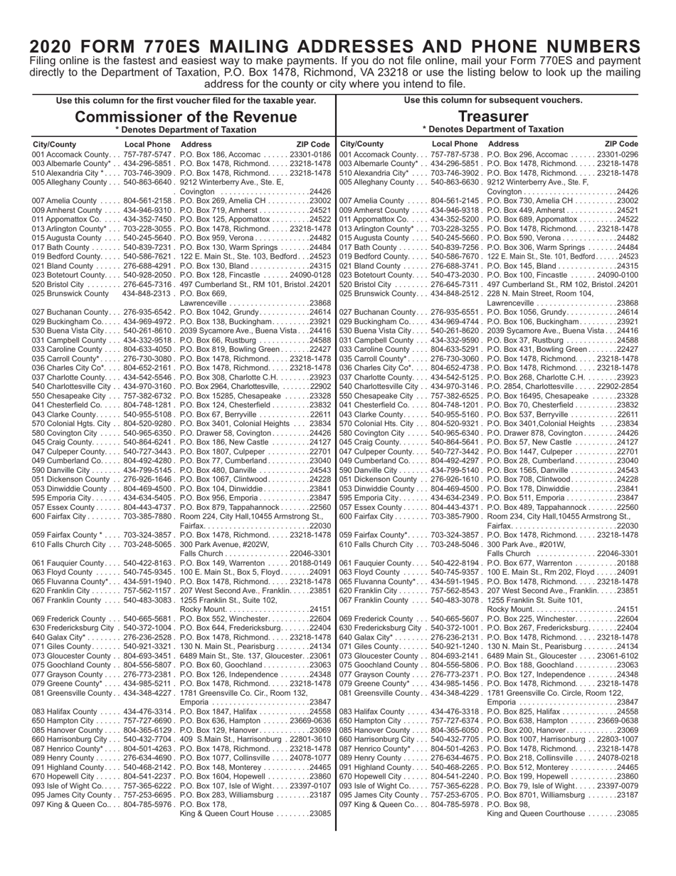 Instructions for Form 770ES Virginia Estimated Payment Vouchers for Estates, Trusts and Unified Nonresidents - Virginia, Page 7