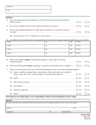 VT Form CTT-647 Vermont Wholesale Cigarette and Tobacco Dealer License Application - Vermont, Page 2