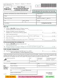 VT Form FGR-615 Fuel Tax and Petroleum Distributor Licensing Fee Return - Vermont, Page 2