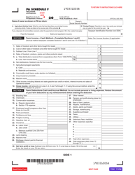 Form PA-40 Schedule F &quot;Farm Income and Expenses&quot; - Pennsylvania