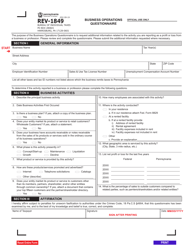 Document preview: Form REV-1849 Business Operations Questionnaire - Pennsylvania