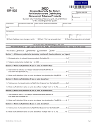 Form OR-532 (150-605-005) Oregon Quarterly Tax Return for Manufacturers Distributing Nonexempt Tobacco Products - Oregon