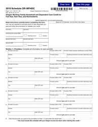 Document preview: Form 150-101-195 Schedule OR-WFHDC Oregon Working Family Household and Dependent Care Credit for Full-Year, Part-Year, and Nonresidents - Oregon